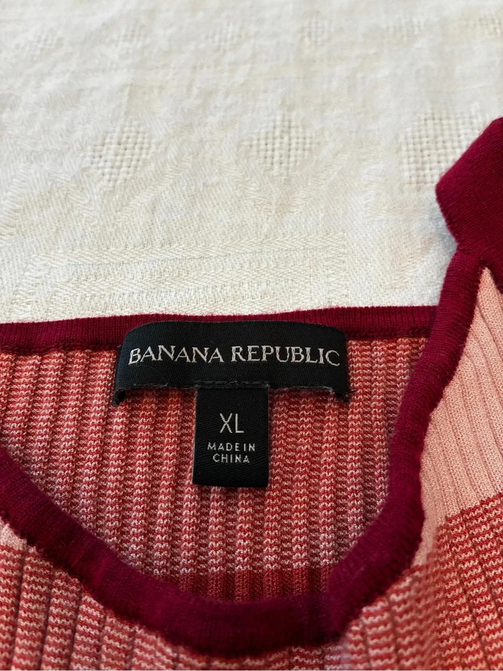 Banana Republic Ribbed Midi Skirt Dress - Red & Pink Stripes